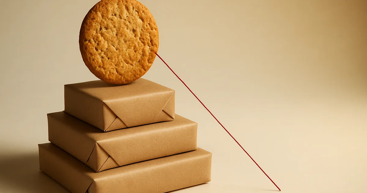 A cookie balanced on stacked parcels — the essential data privacy issues facing ecommerce.
