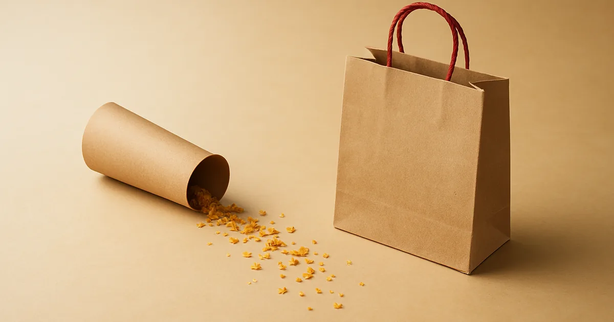 A megaphone spilling crumbs toward a shopping bag — ad campaigns under privacy rules.