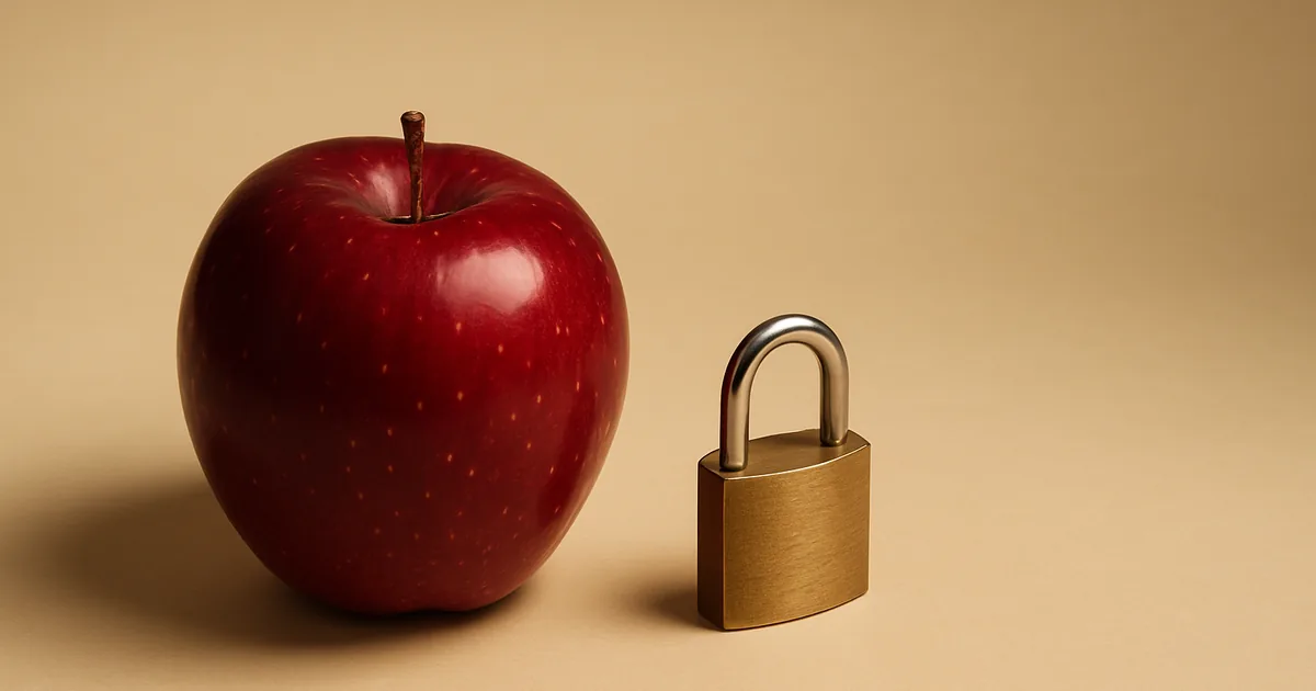 A red apple beside a padlock — what Apple's privacy stance means for ecommerce.