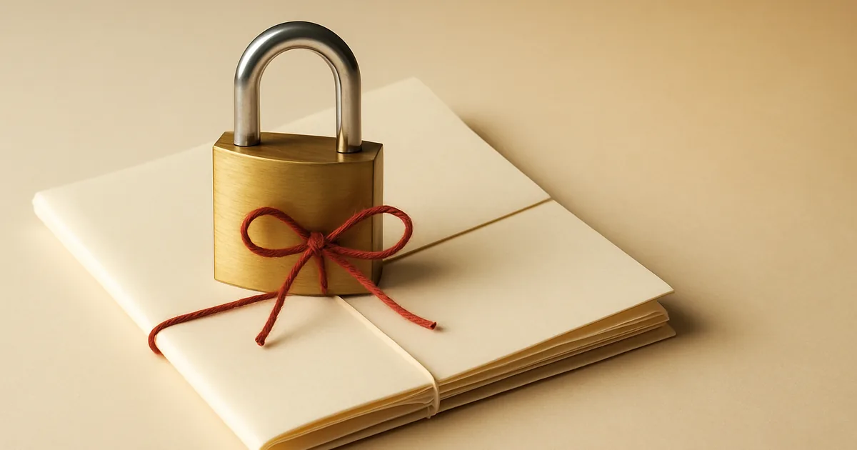 A padlock with a red bow on a document — making your business GDPR compliant.