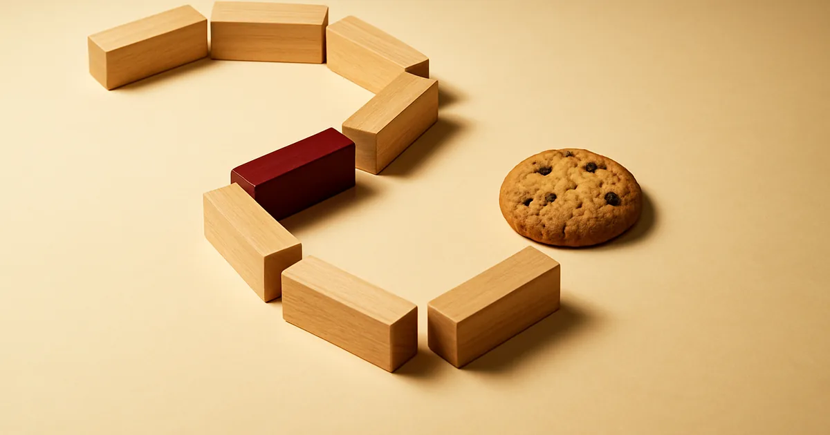 A winding path of wooden blocks leading to a cookie — navigating the CIPA compliance maze.