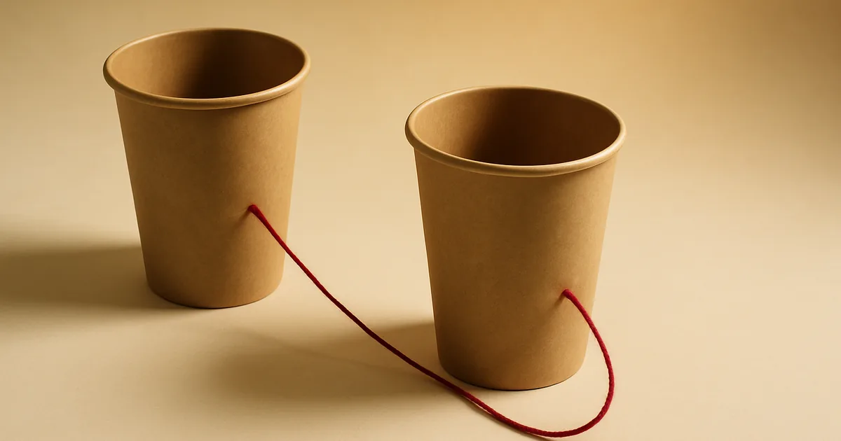 Two paper cups joined by a red string — CIPA § 632.7 and mobile communications.
