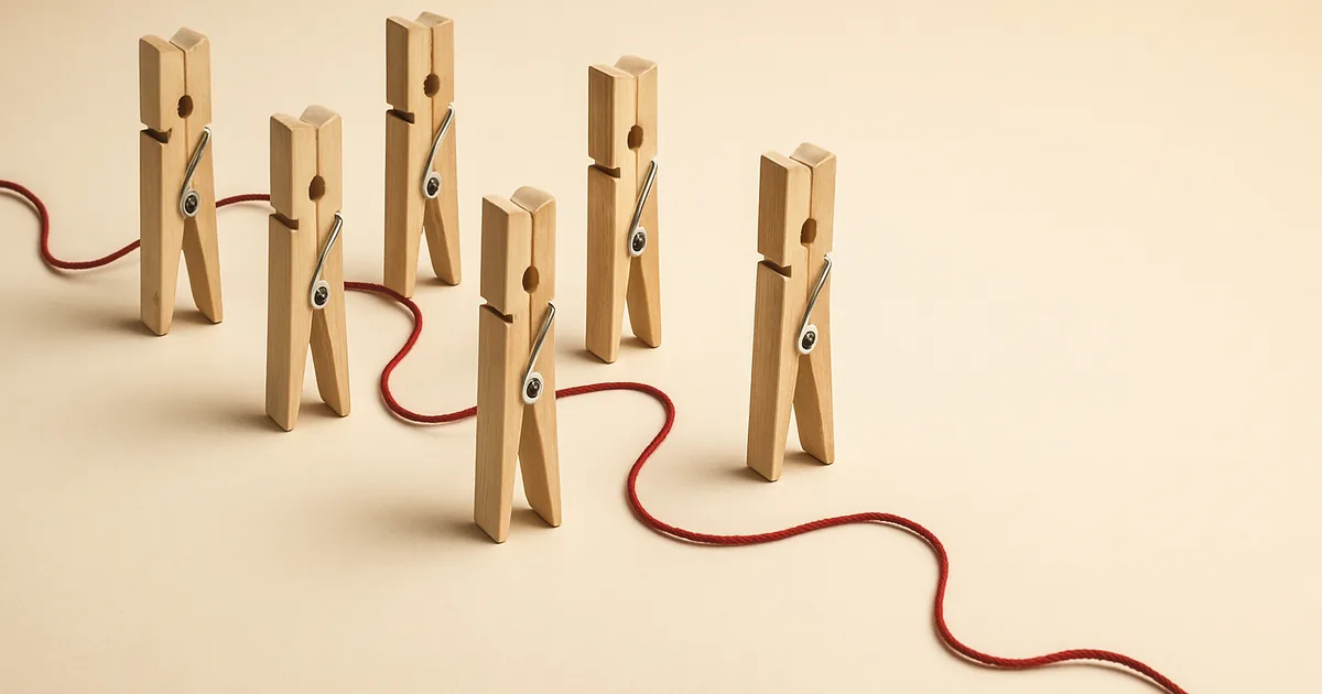 A red thread weaving through clothespins — navigating the pitfalls of consent compliance.