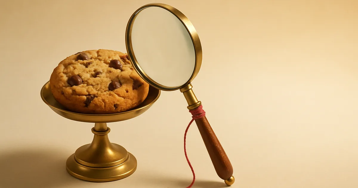 A cookie on the scale under a magnifier — the complete cookie audit.