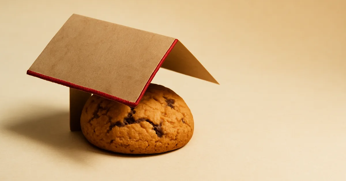 A kraft awning sheltering a cookie — cookie banner requirements for your store.