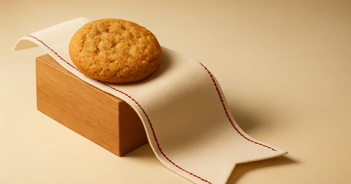 A cookie on a draped ribbon banner — cookie banners for WordPress sites.