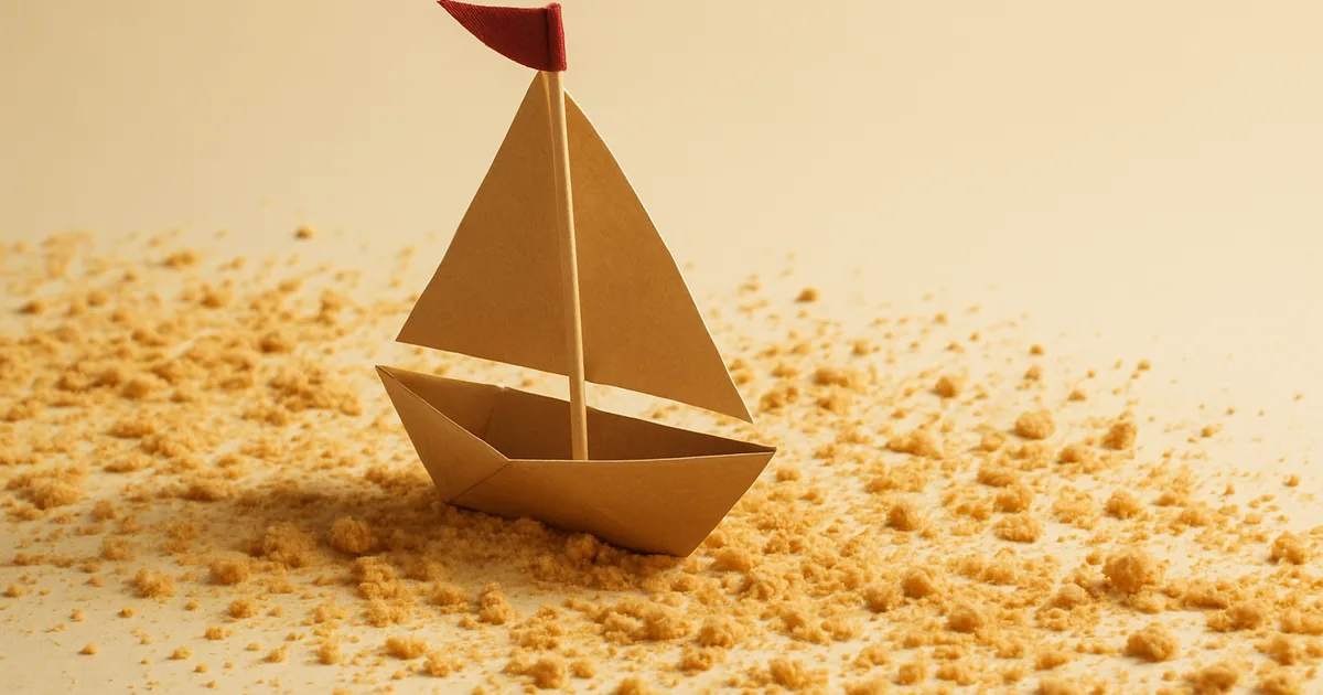 A paper boat sailing over cookie crumbs — navigating the cookie landscape.