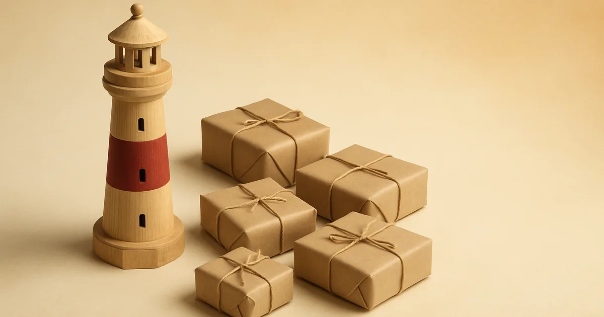 A lighthouse over a field of parcels — privacy laws guarding the digital frontier.