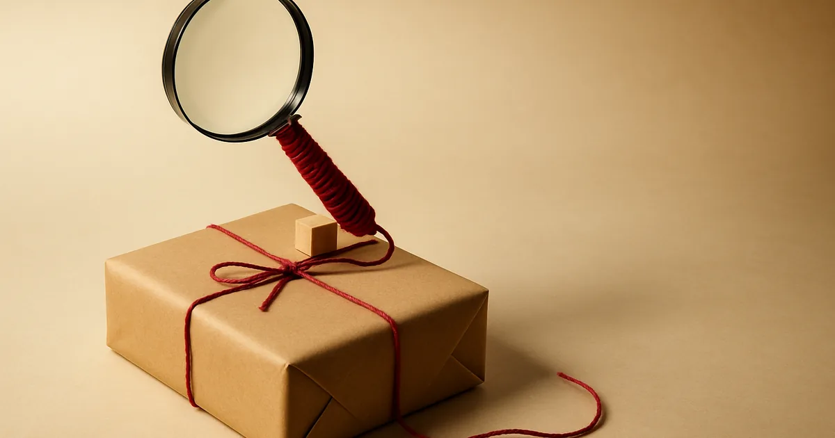 A magnifying glass fixed over a parcel — when your ecommerce store needs a DPIA.
