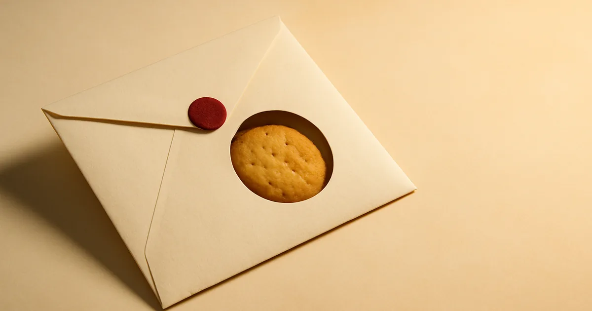 An envelope with a window showing the cookie inside — what a DSAR reveals under CCPA.