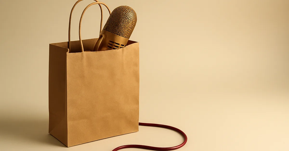 A microphone hidden in a shopping bag, red cable trailing — Florida's digital wiretapping lawsuits.