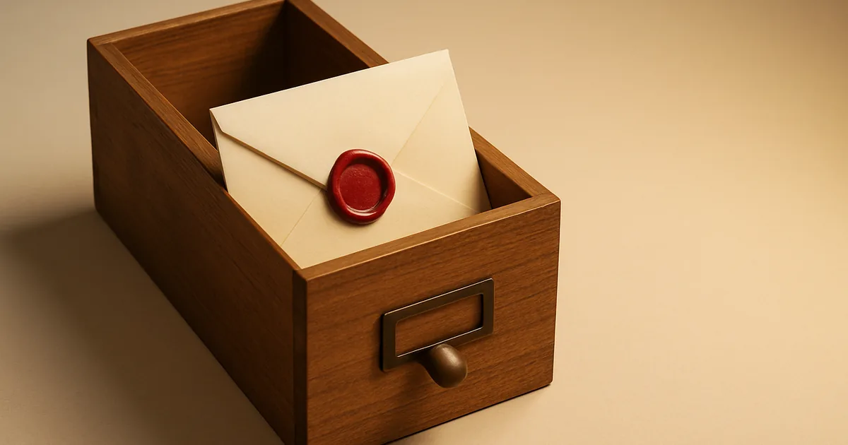 A sealed envelope in a half-open drawer — where GDPR says data must live.