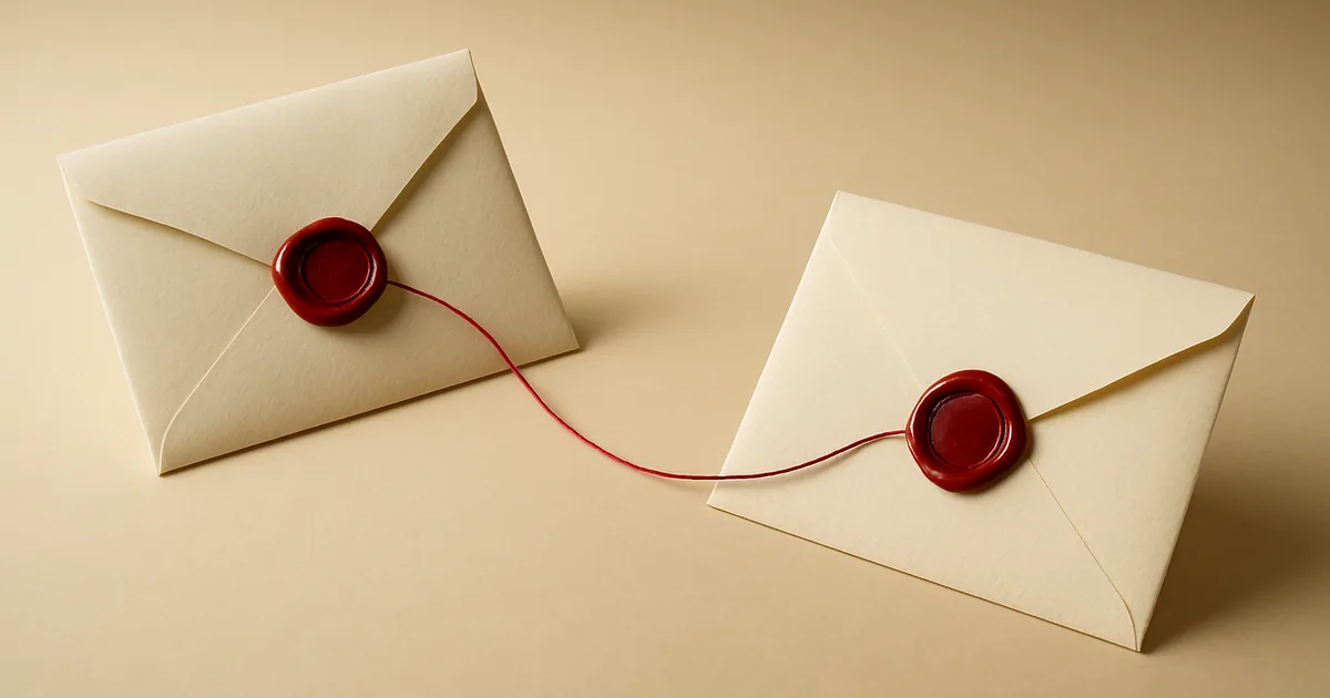 Two sealed documents joined by a long thread — GDPR's reach into the US.