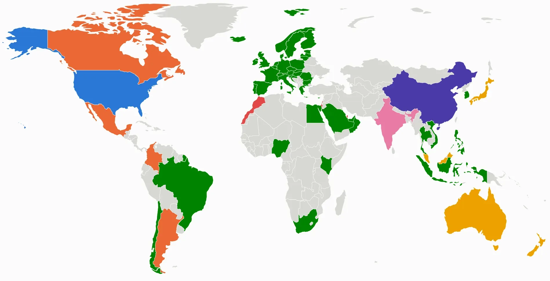 World map grouping countries by privacy rights model, with GDPR-style laws covering the majority.