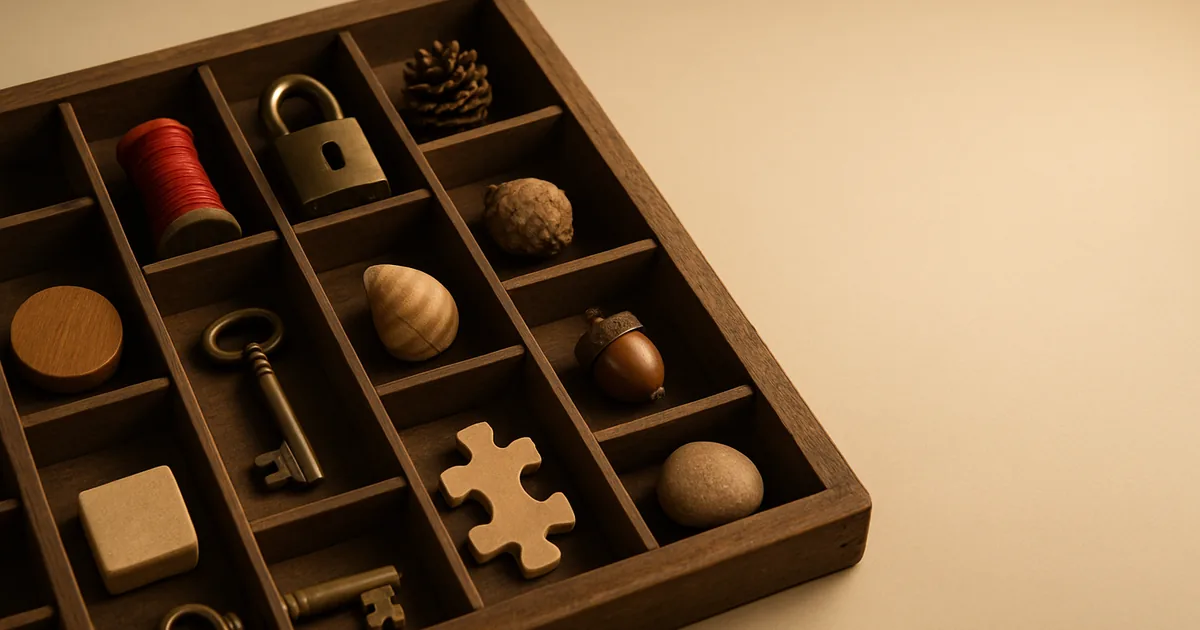 A collector's tray of small objects — identifying the data types you hold.