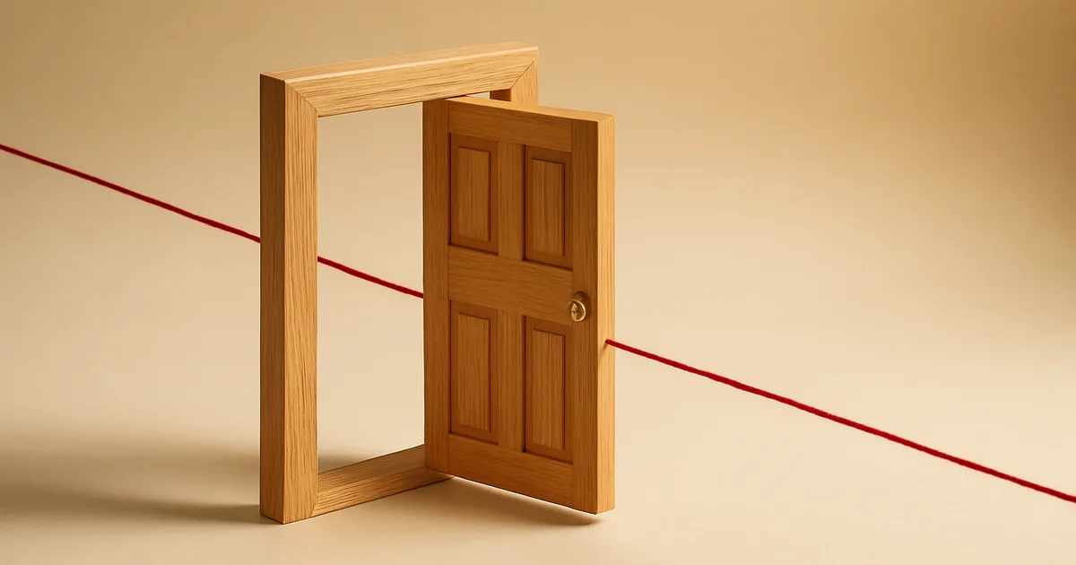 A red thread passing through an open door — opt-outs without the maze.
