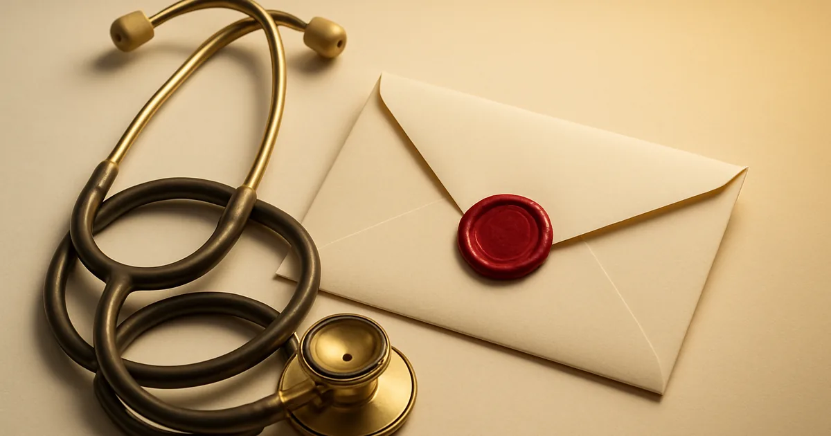 A stethoscope beside a sealed envelope — Washington's My Health My Data Act.