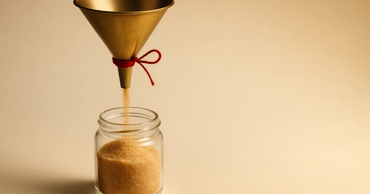 A funnel filling a small jar — collecting only the data you need.