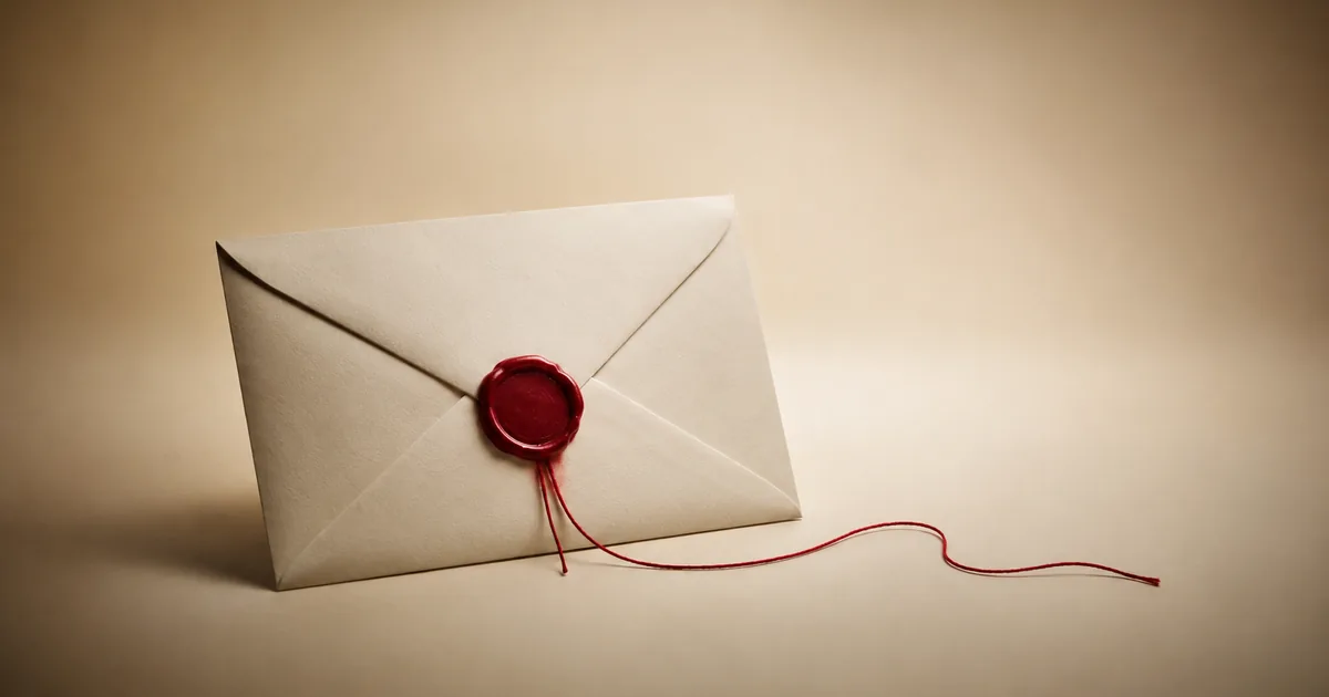 A sealed cream envelope with a deep-red wax seal and trailing red thread — website tracking claims under California law