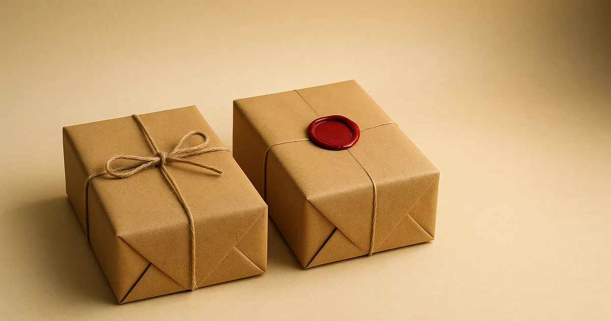 Two kraft parcels, one sealed in red wax — comparing PieEye and Osano on CIPA compliance.
