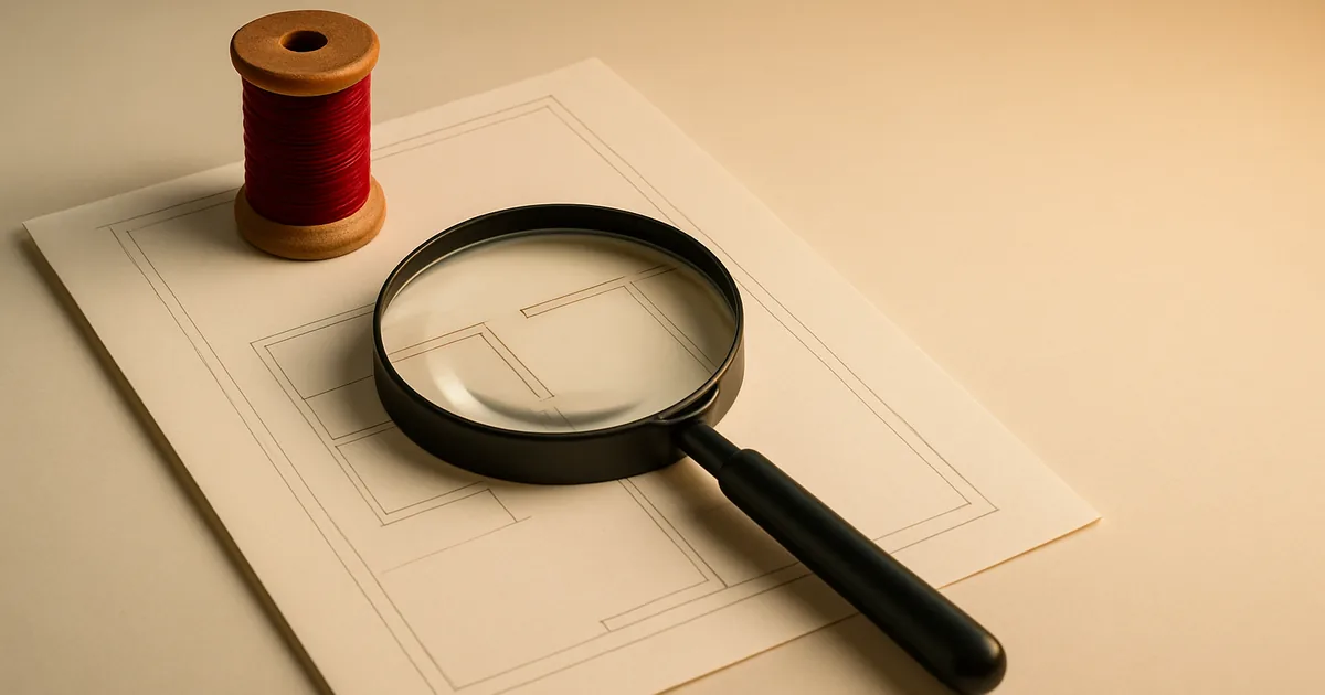 A magnifier over a blueprint — the privacy impact assessment.