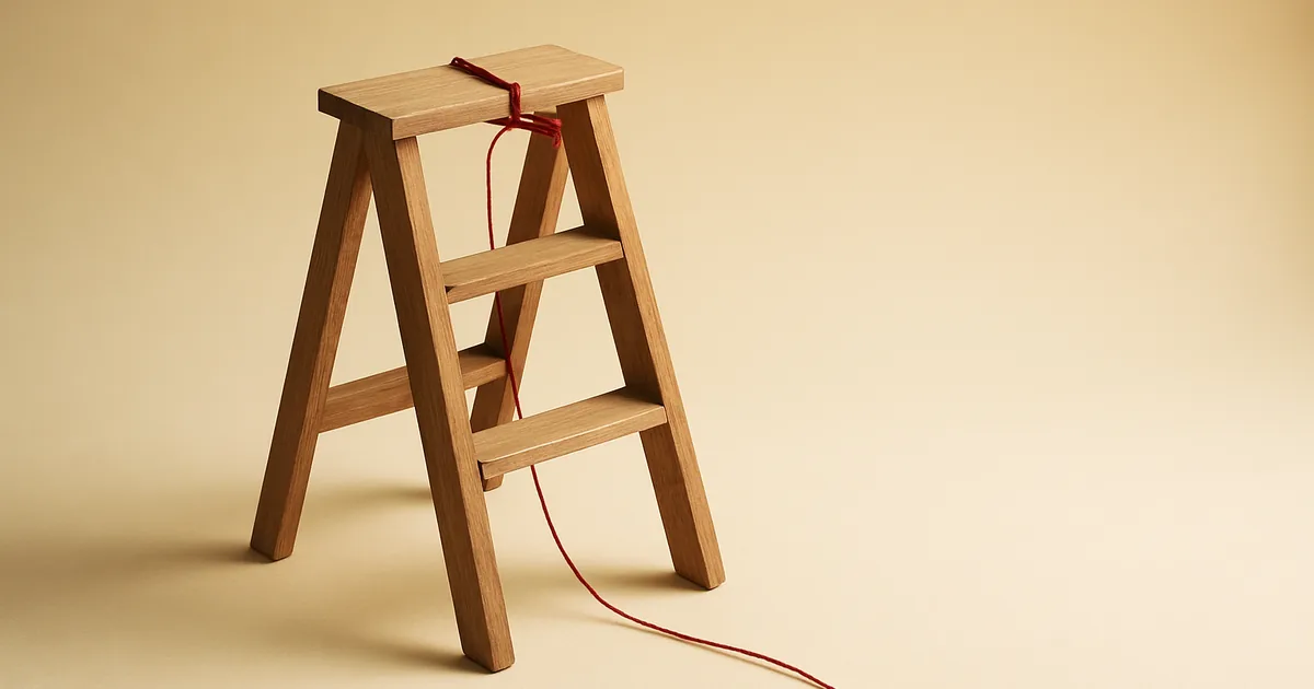 A stepladder with red thread at the top — measuring privacy program maturity.