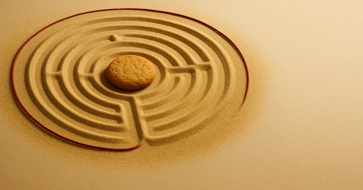 A cookie at the center of a sand labyrinth — navigating privacy regulation.