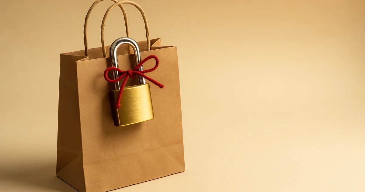 A shopping bag padlocked shut — the complete guide to Shopify data privacy.