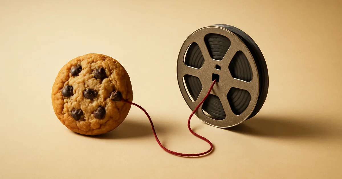 A cookie tied to a film reel — third-party cookies under the VPPA.