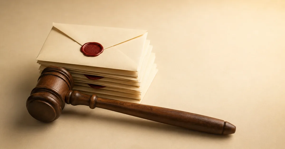 A wooden gavel beside a stack of wax-sealed envelopes — responding to CIPA demand-letter litigation
