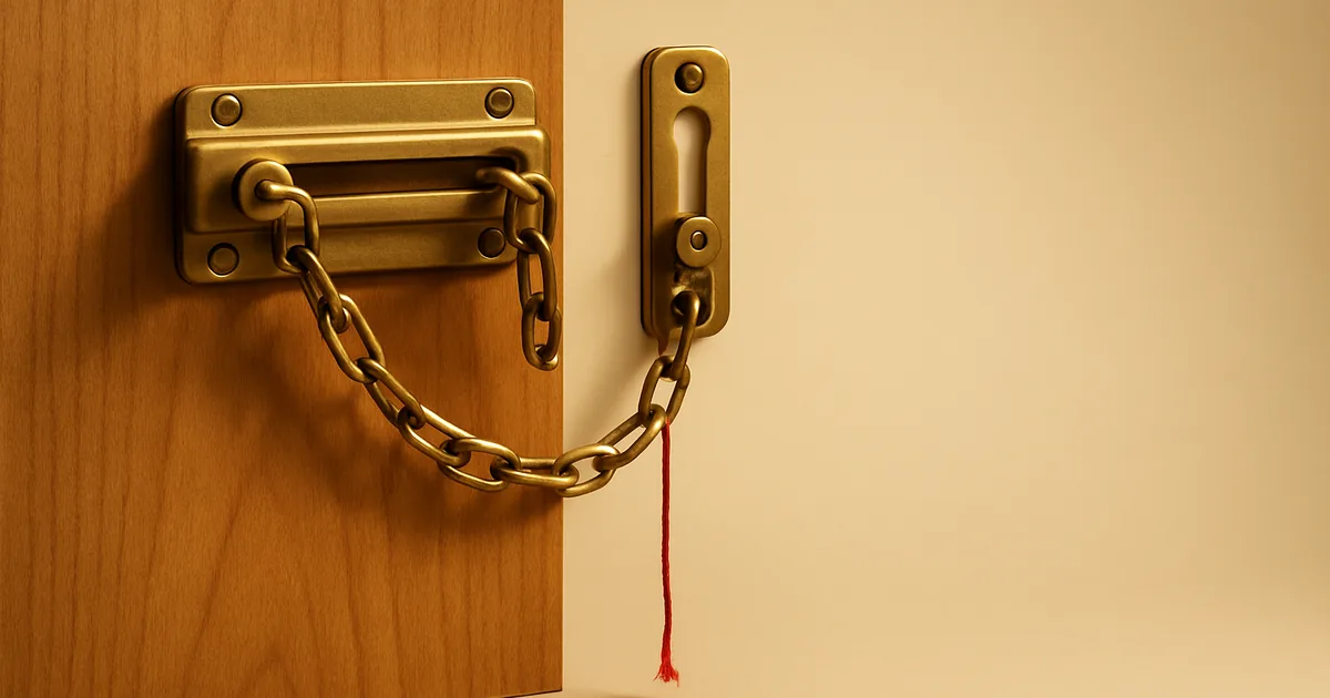 A door chain on wood — network access control and privacy law.