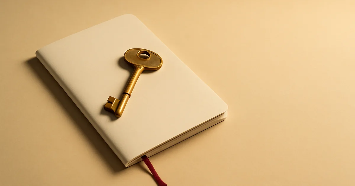 A blank booklet with a key on top — what counts as PII.